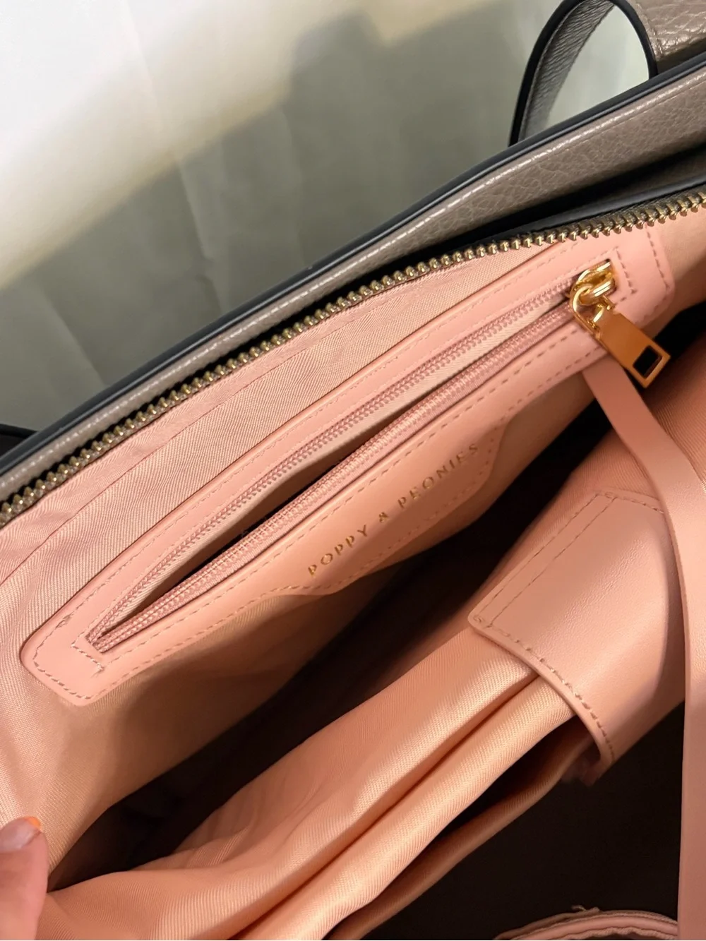 Poppy & Peonies Leather Go-Getter tote bag in Gray